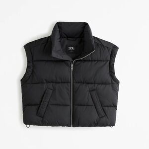 NWT Abercrombie & Fitch YPB Satin Puffer Vest Black